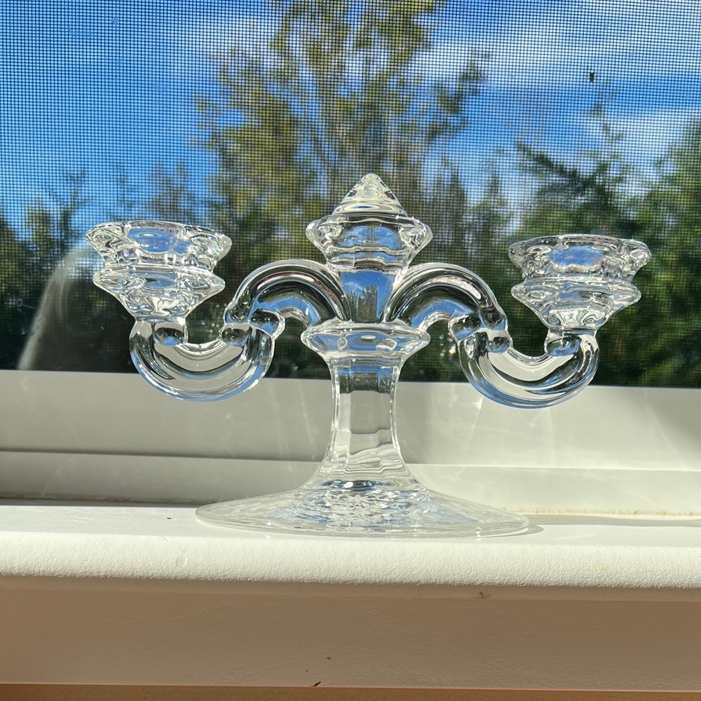 Vintage Fostoria Midnight Rose Etched Two Candlestick Candelabra Dome Center - Picture 9 of 16